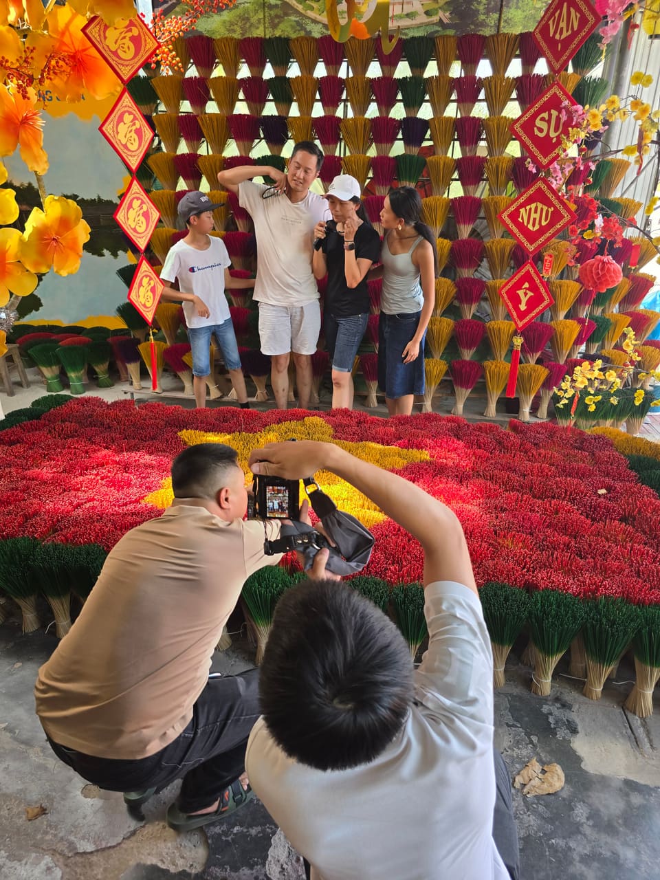Bundles of marigolds at the Tết flower market