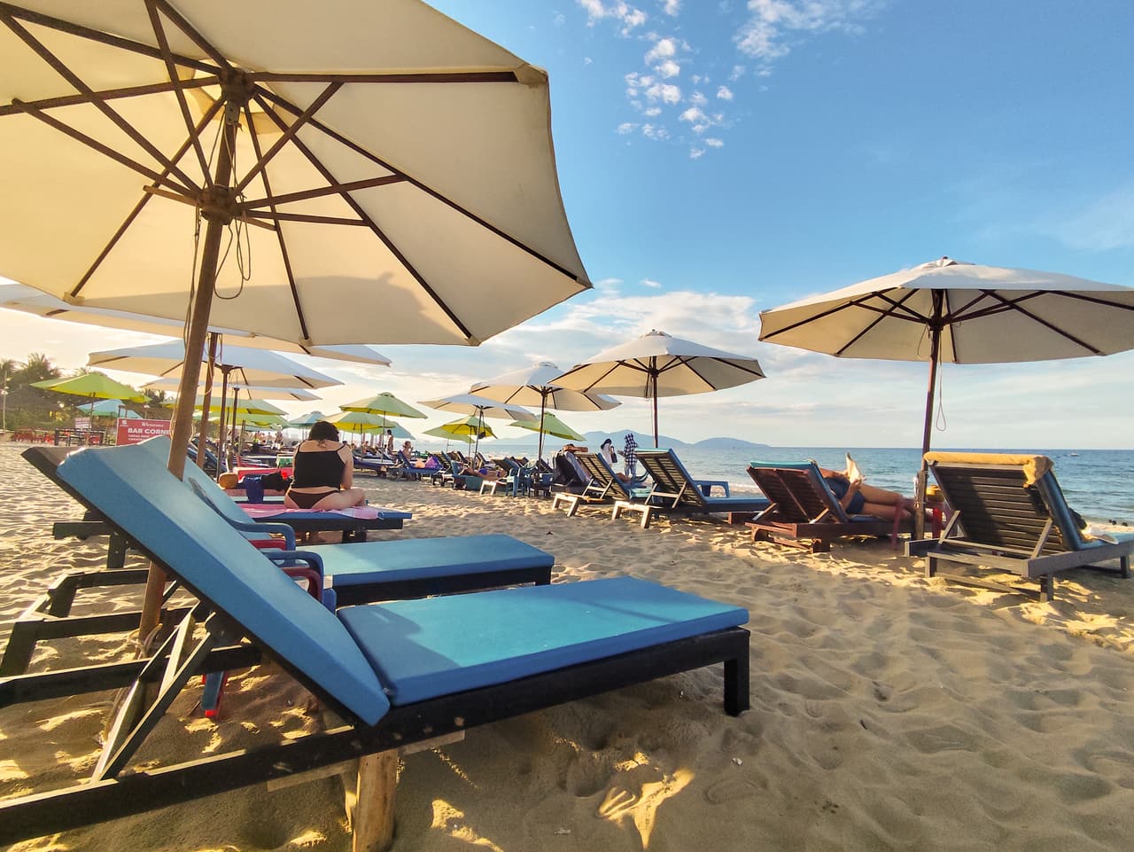 Loungers on the sand at the nearby beach